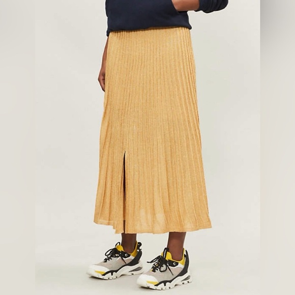 Sandro gold lurex metallic midi skirt - size 3 (Large) - Picture 2 of 2